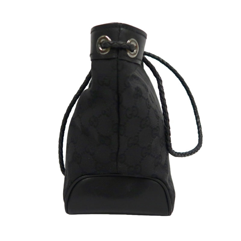 GUCCI GG Canvas Handbag, Black, Silver Hardware, GUCCI Black Monogram Canvas Shoulder Bag