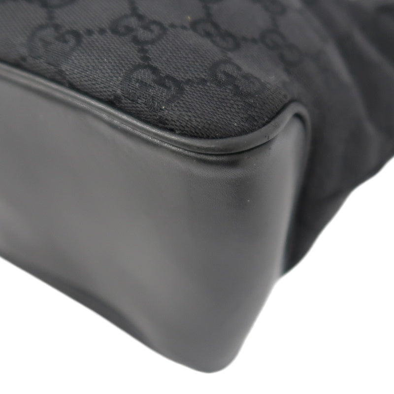 GUCCI GG Canvas Handbag, Black, Silver Hardware, GUCCI Black Monogram Canvas Shoulder Bag