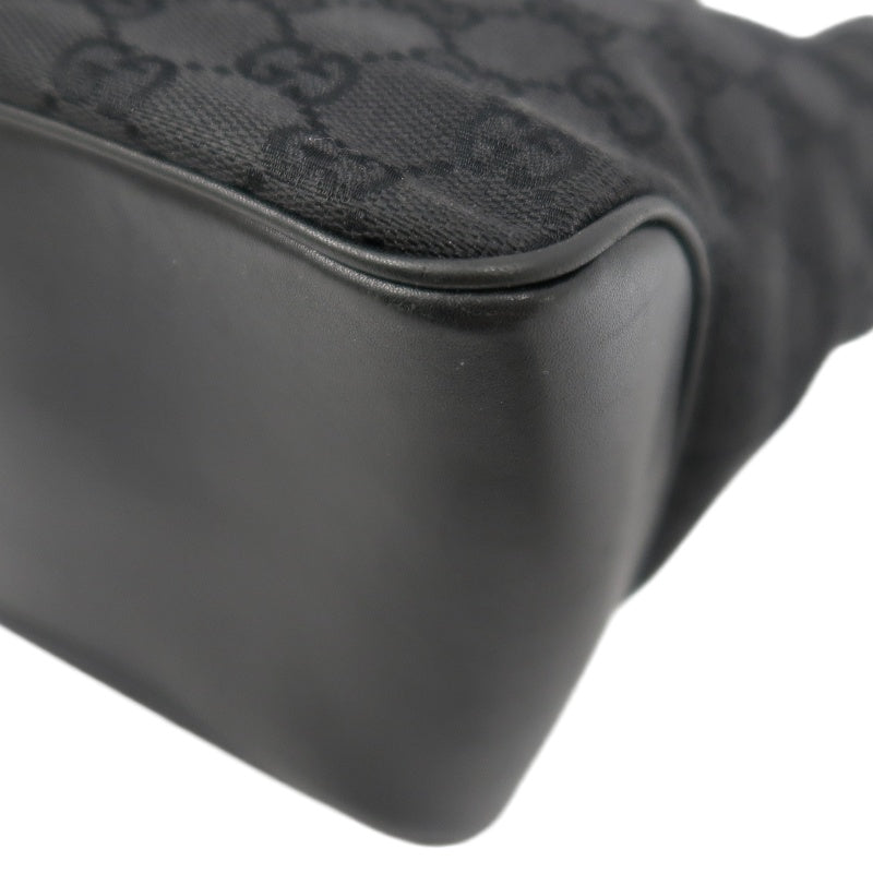 GUCCI GG Canvas Handbag, Black, Silver Hardware, GUCCI Black Monogram Canvas Shoulder Bag