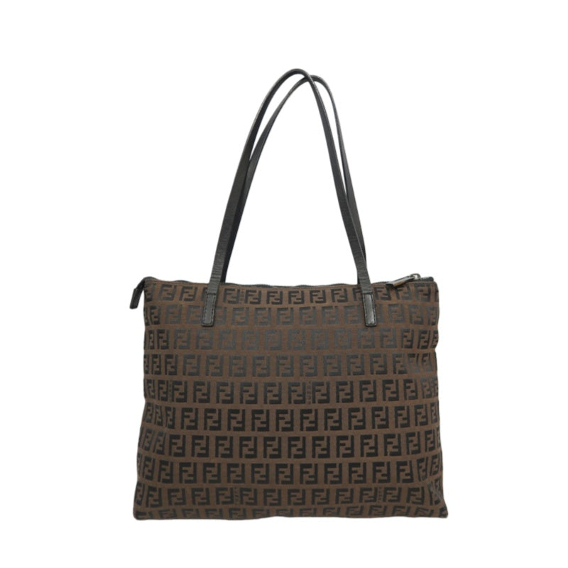 FENDI Zucchino Tote Bag, Canvas, Brown, FENDI Monogram Canvas Tote Shoulder Bag