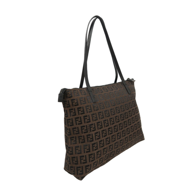 FENDI Zucchino Tote Bag, Canvas, Brown, FENDI Monogram Canvas Tote Shoulder Bag