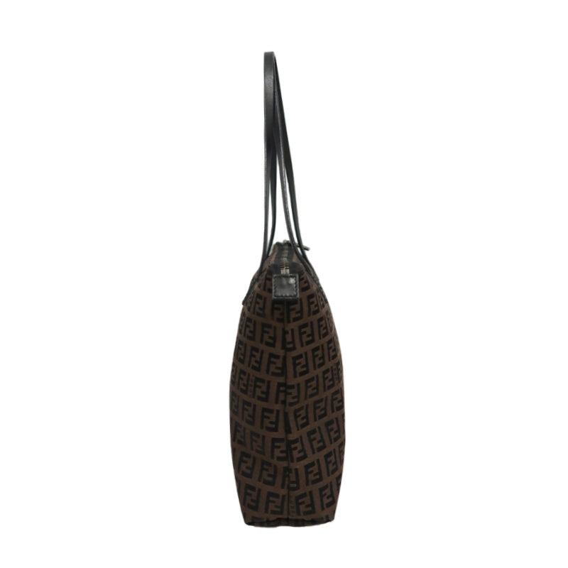 FENDI Zucchino Tote Bag, Canvas, Brown, FENDI Monogram Canvas Tote Shoulder Bag