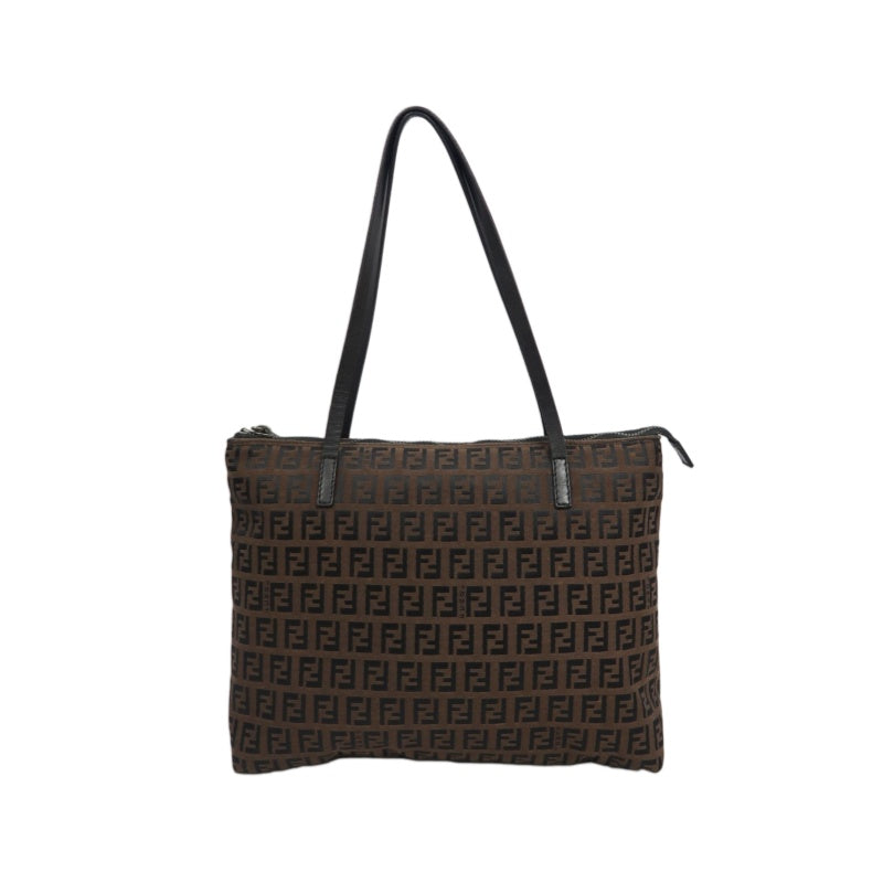 FENDI Zucchino Tote Bag, Canvas, Brown, FENDI Monogram Canvas Tote Shoulder Bag