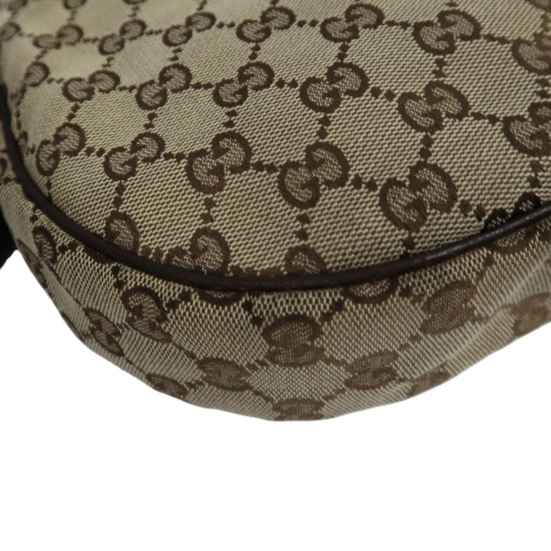 GUCCI GG Canvas Shoulder Bag, Brown with Silver Hardware