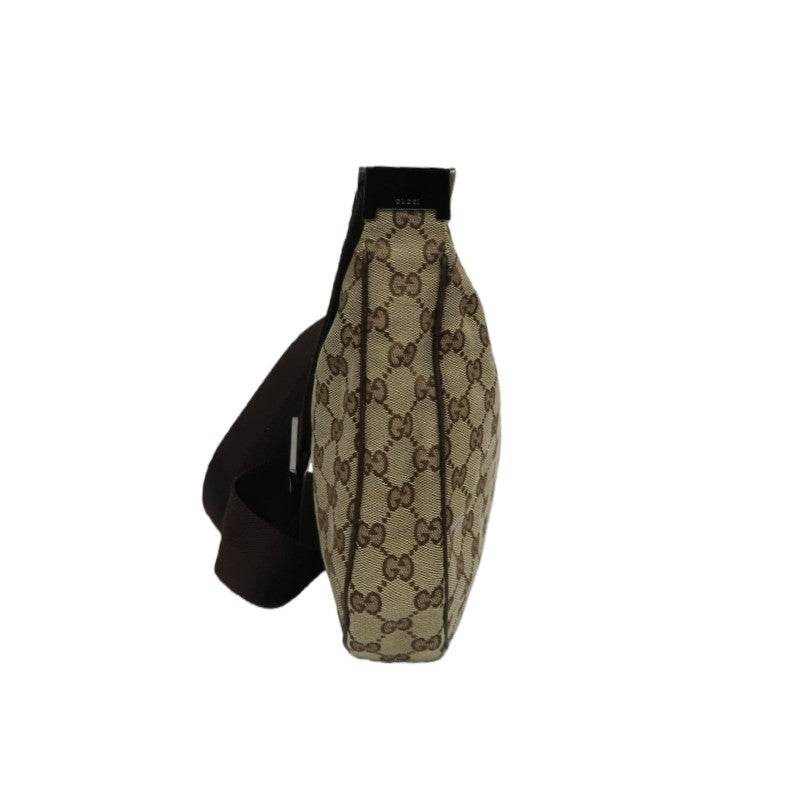 GUCCI GG Canvas Shoulder Bag, Brown with Silver Hardware