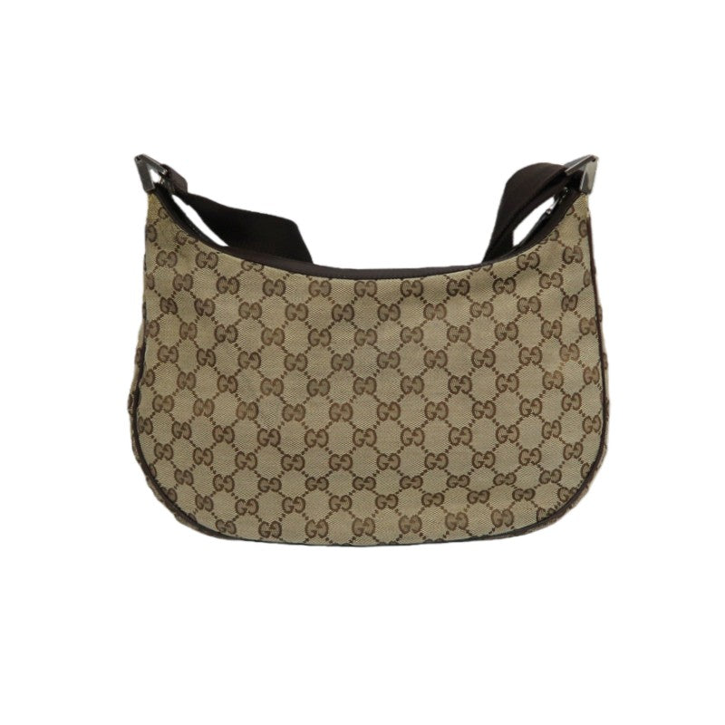 GUCCI GG Canvas Shoulder Bag, Brown with Silver Hardware