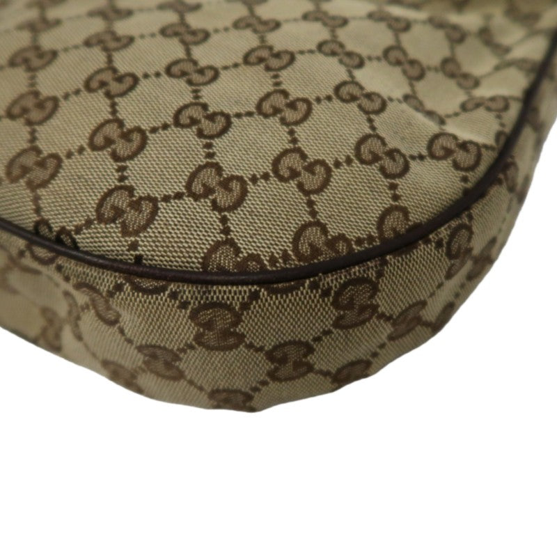 GUCCI GG Canvas Shoulder Bag, Brown with Silver Hardware