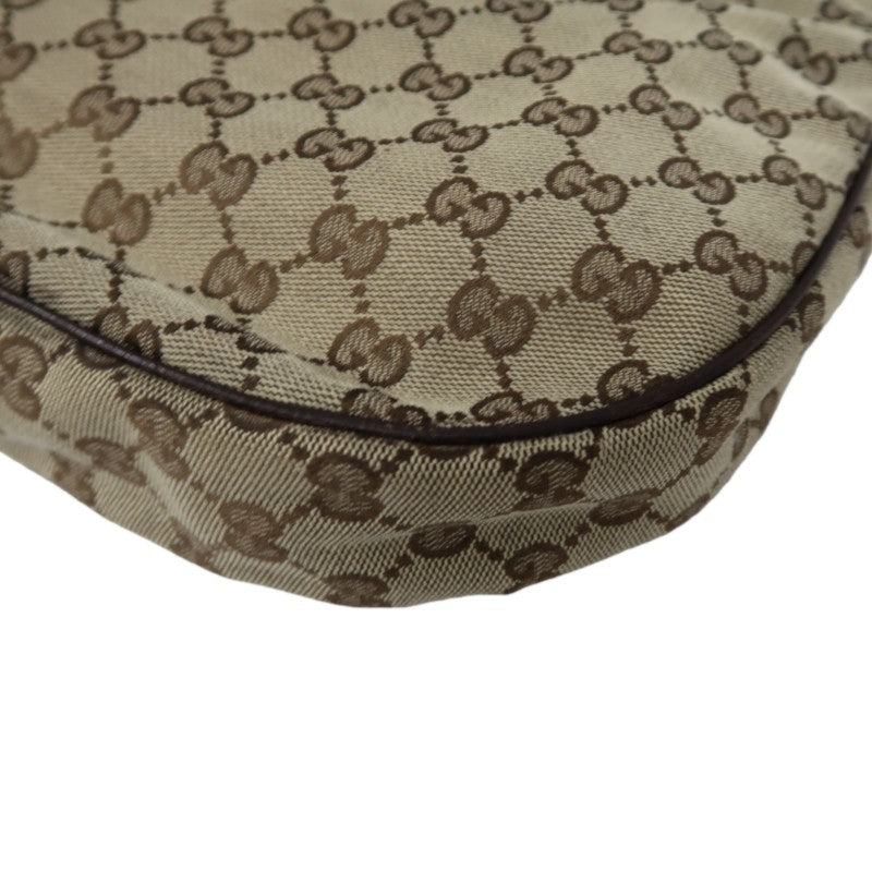 GUCCI GG Canvas Shoulder Bag, Brown with Silver Hardware