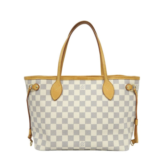 LOUIS VUITTON Neverfull PM, Damier Azur, White Tote Bag, Shoulder Bag