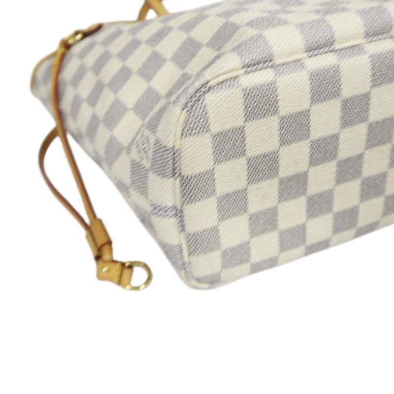 LOUIS VUITTON Neverfull PM, Damier Azur, White Tote Bag, Shoulder Bag