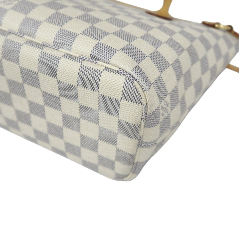 LOUIS VUITTON Neverfull PM, Damier Azur, White Tote Bag, Shoulder Bag