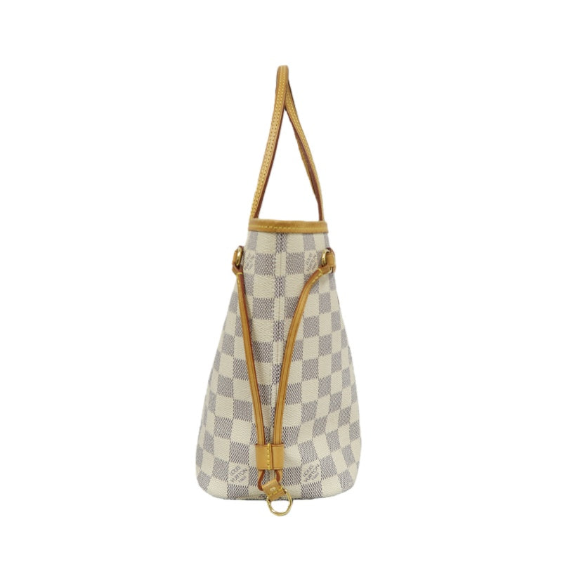 LOUIS VUITTON Neverfull PM, Damier Azur, White Tote Bag, Shoulder Bag