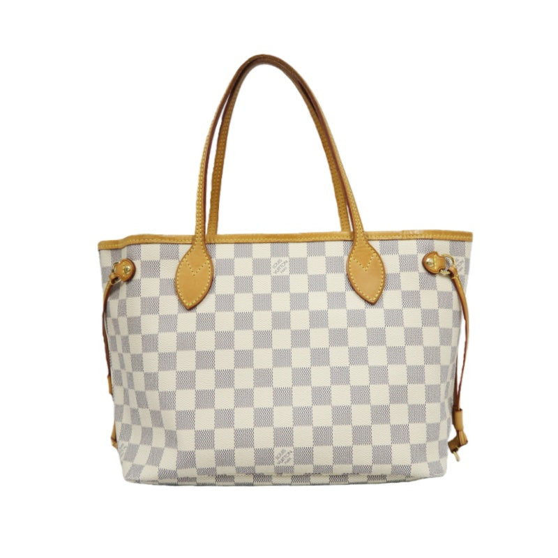 LOUIS VUITTON Neverfull PM, Damier Azur, White Tote Bag, Shoulder Bag