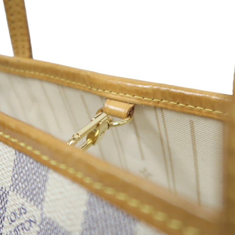 LOUIS VUITTON Neverfull PM, Damier Azur, White Tote Bag, Shoulder Bag