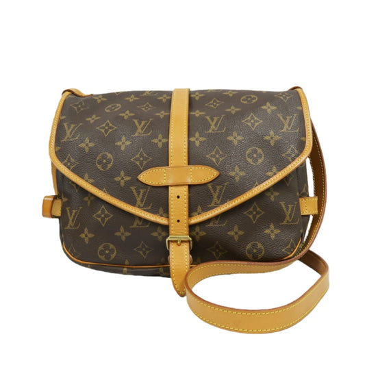 LOUIS VUITTON Saumur 30 Monogram Shoulder Bag Brown LV Monogram PVC Saumur 30 Shoulder and Crossbody Bag