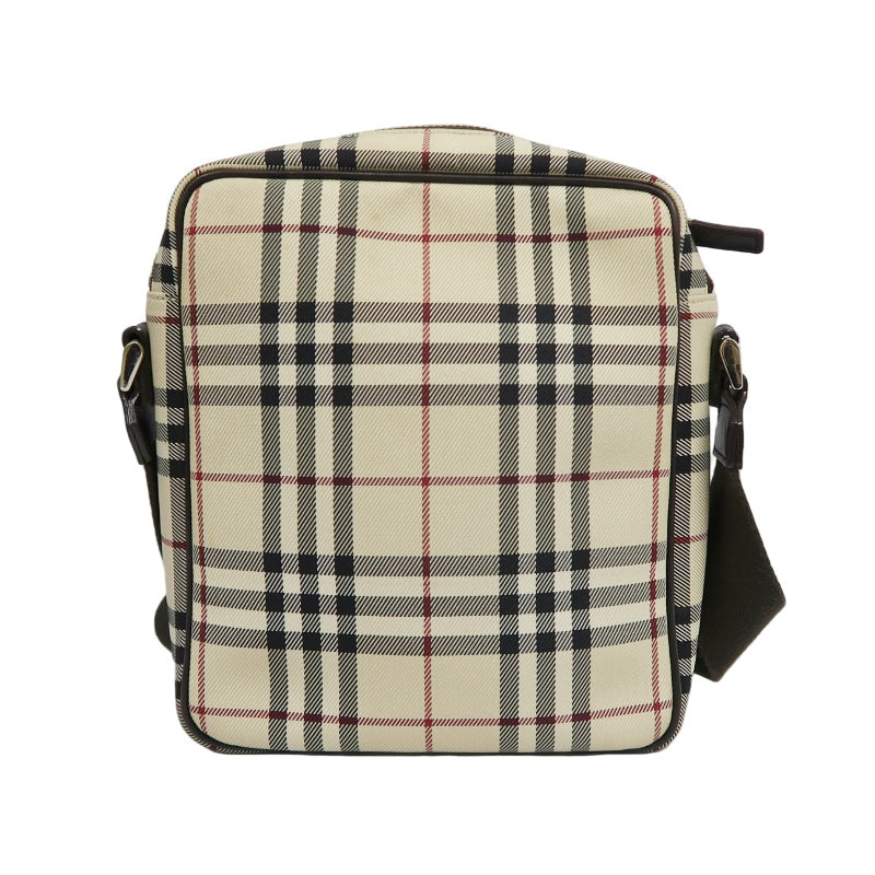 BURBERRY Nova Check Shoulder Bag, Beige, Silver Hardware, BURBERRY Check PVC Crossbody Bag