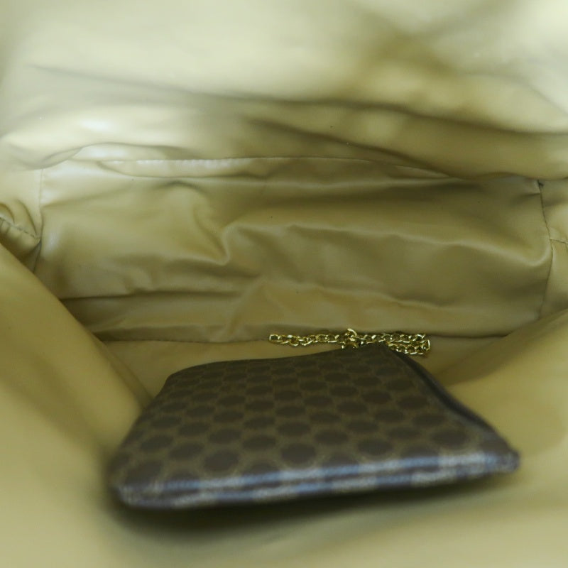 CELINE Macadam Drawstring Shoulder Bag, Brown, Gold Hardware, CELINE Monogram PVC Drawstring Bucket Shoulder Bag