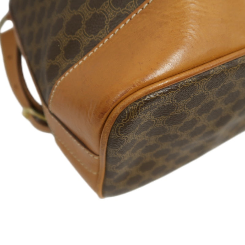 CELINE Macadam Drawstring Shoulder Bag, Brown, Gold Hardware, CELINE Monogram PVC Drawstring Bucket Shoulder Bag