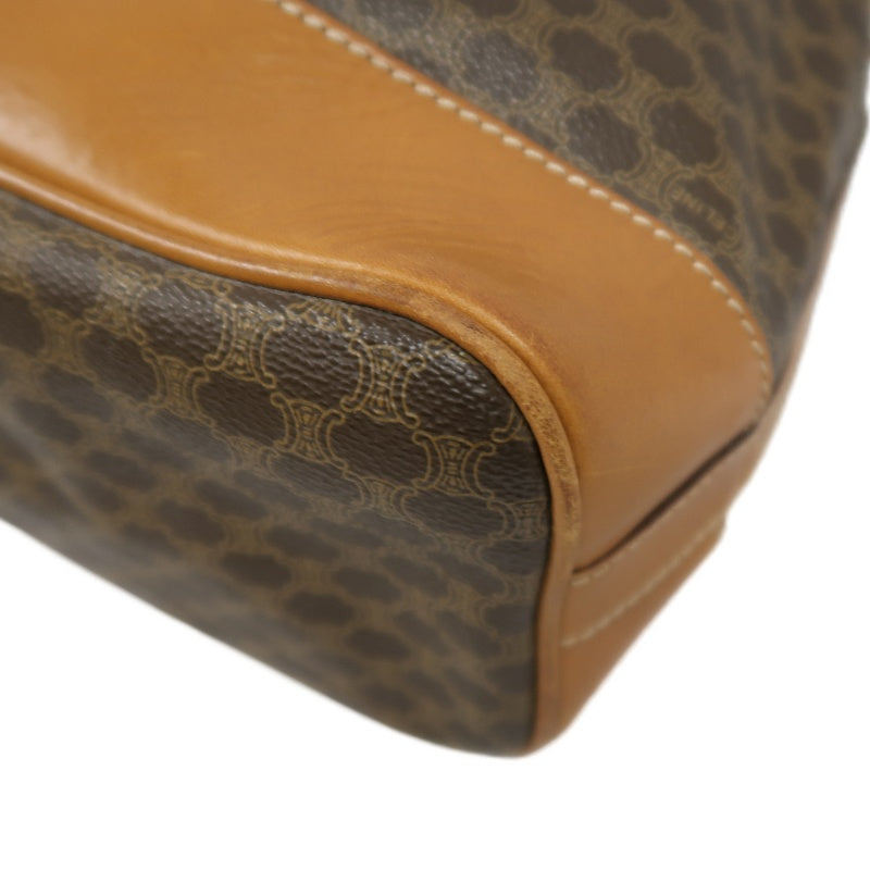 CELINE Macadam Drawstring Shoulder Bag, Brown, Gold Hardware, CELINE Monogram PVC Drawstring Bucket Shoulder Bag