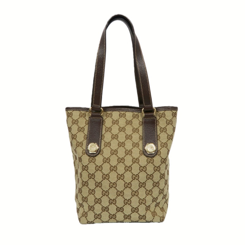 GUCCI GG Canvas Tote Bag Brown Gold Hardware GUCCI Beige Monogram Canvas Basketweave Tote Shoulder Bag