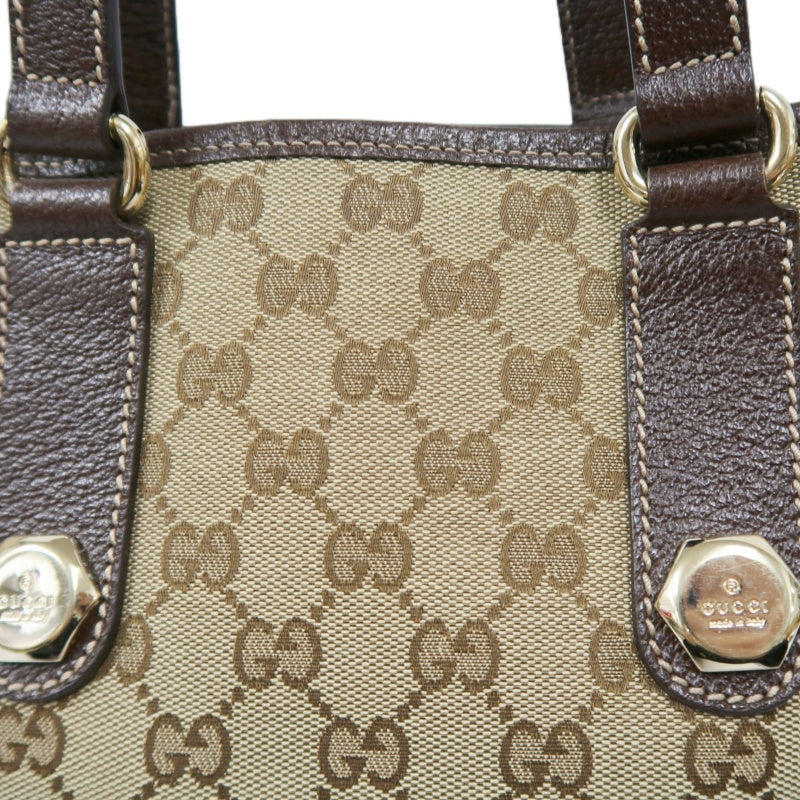 GUCCI GG Canvas Tote Bag Brown Gold Hardware GUCCI Beige Monogram Canvas Basketweave Tote Shoulder Bag