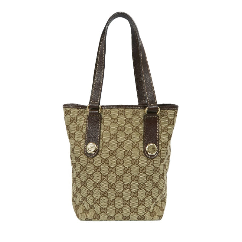 GUCCI GG Canvas Tote Bag Brown Gold Hardware GUCCI Beige Monogram Canvas Basketweave Tote Shoulder Bag