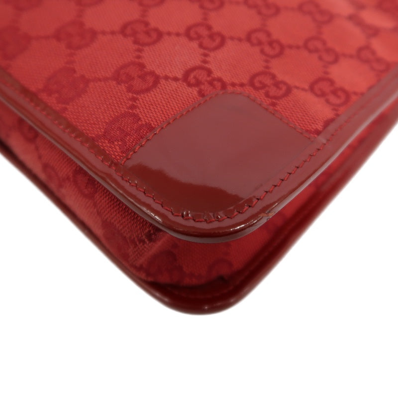 GUCCI GG Canvas Shoulder Bag, Red, Gold Hardware