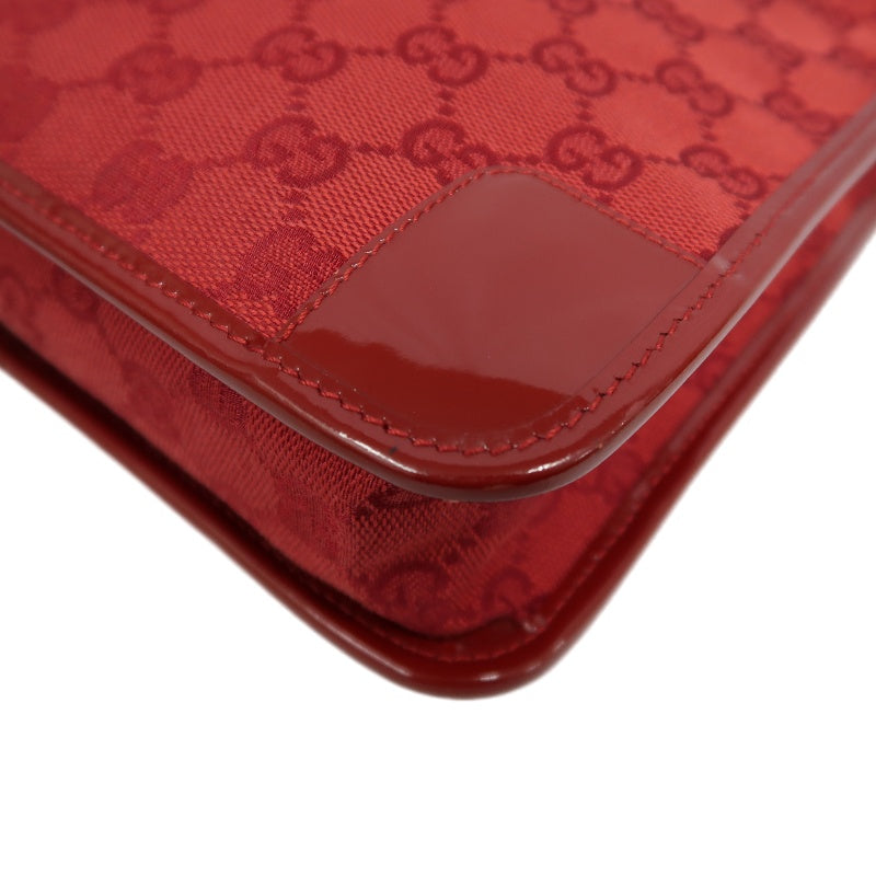 GUCCI GG Canvas Shoulder Bag, Red, Gold Hardware