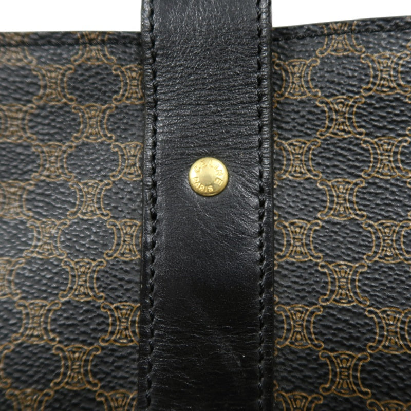 CELINE Macadam Tote Bag Brown Gold Hardware CELINE Dark Brown Monogram PVC Tote Shoulder Bag