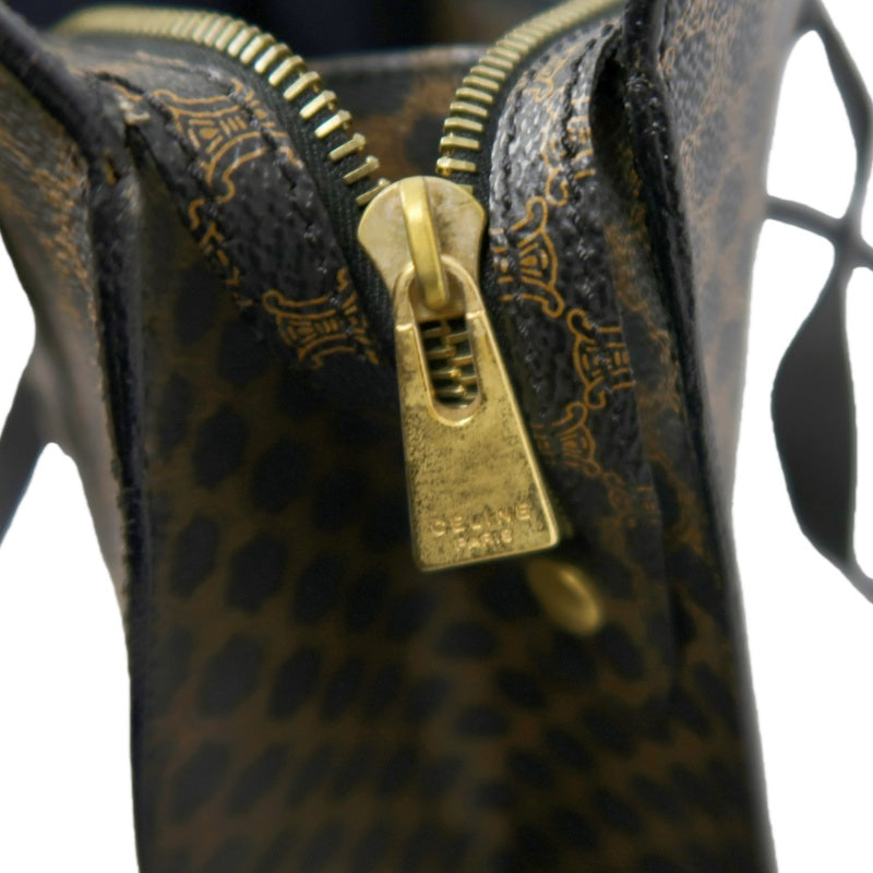 CELINE Macadam Tote Bag Brown Gold Hardware CELINE Dark Brown Monogram PVC Tote Shoulder Bag