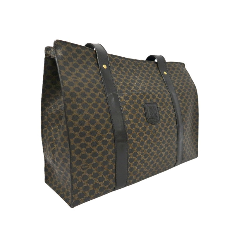CELINE Macadam Tote Bag Brown Gold Hardware CELINE Dark Brown Monogram PVC Tote Shoulder Bag