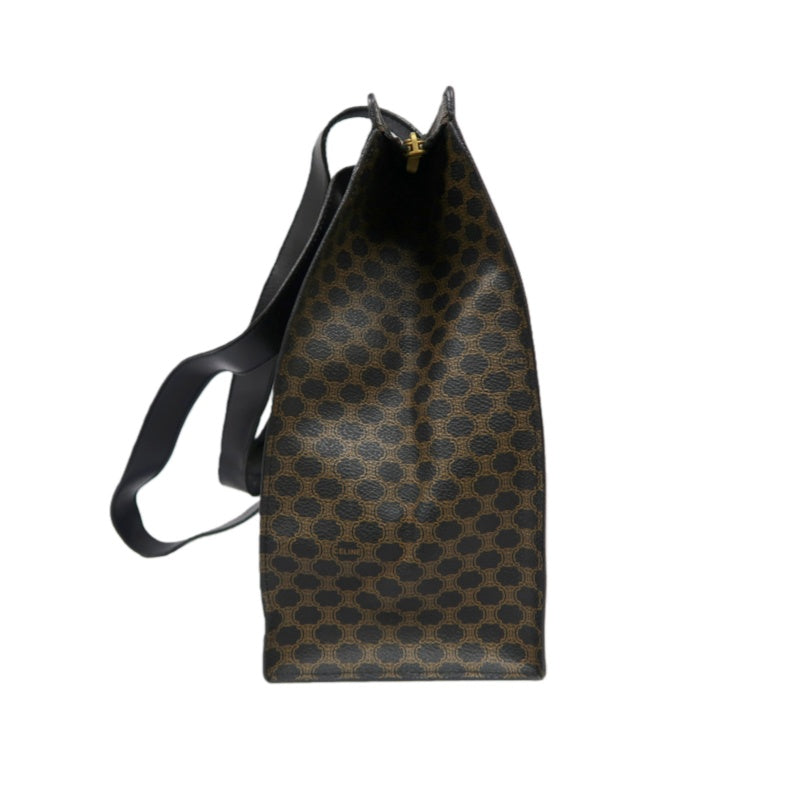 CELINE Macadam Tote Bag Brown Gold Hardware CELINE Dark Brown Monogram PVC Tote Shoulder Bag