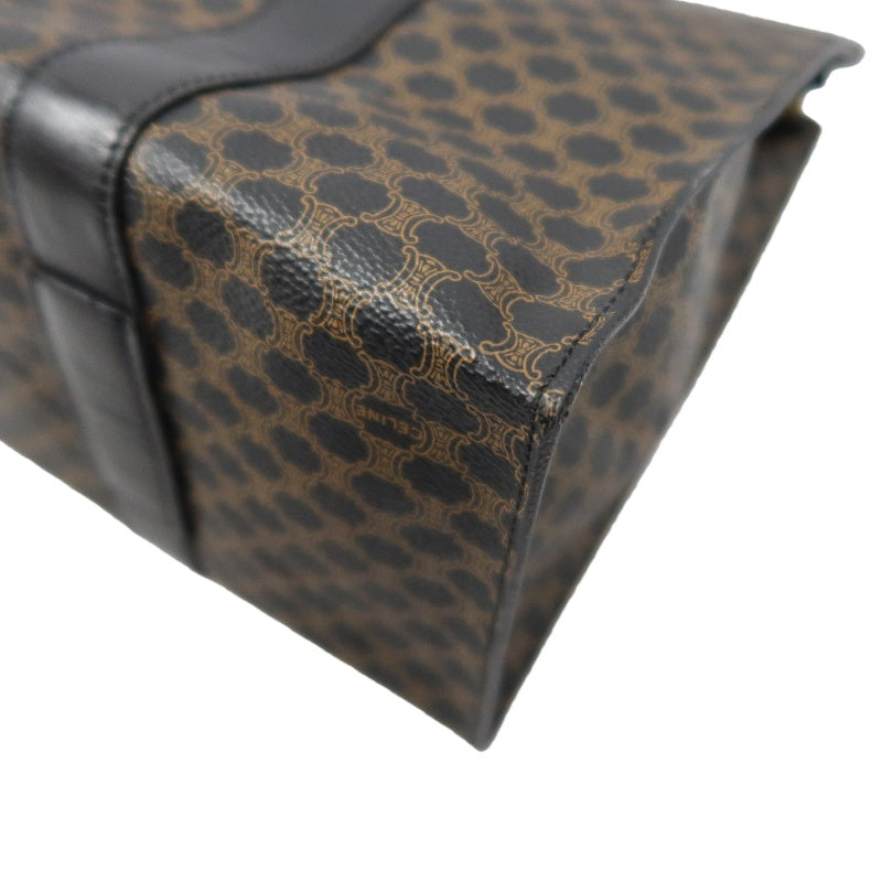 CELINE Macadam Tote Bag Brown Gold Hardware CELINE Dark Brown Monogram PVC Tote Shoulder Bag