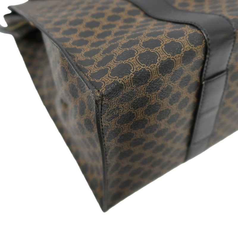 CELINE Macadam Tote Bag Brown Gold Hardware CELINE Dark Brown Monogram PVC Tote Shoulder Bag
