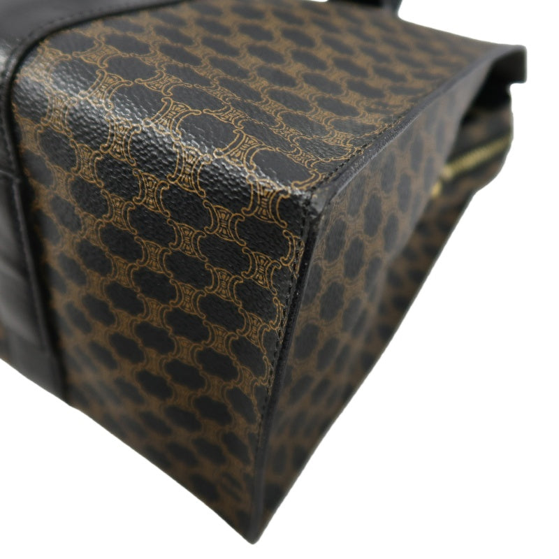 CELINE Macadam Tote Bag Brown Gold Hardware CELINE Dark Brown Monogram PVC Tote Shoulder Bag
