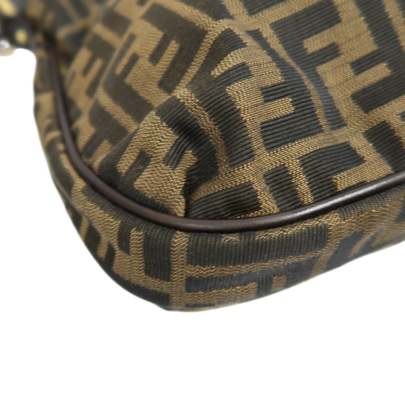 FENDI Zucchia Canvas Shoulder Bag, Brown, Gold Hardware, FENDI Monogram Canvas Crossbody Bag
