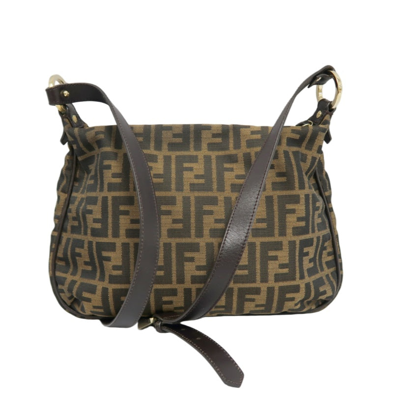 FENDI Zucchia Canvas Shoulder Bag, Brown, Gold Hardware, FENDI Monogram Canvas Crossbody Bag