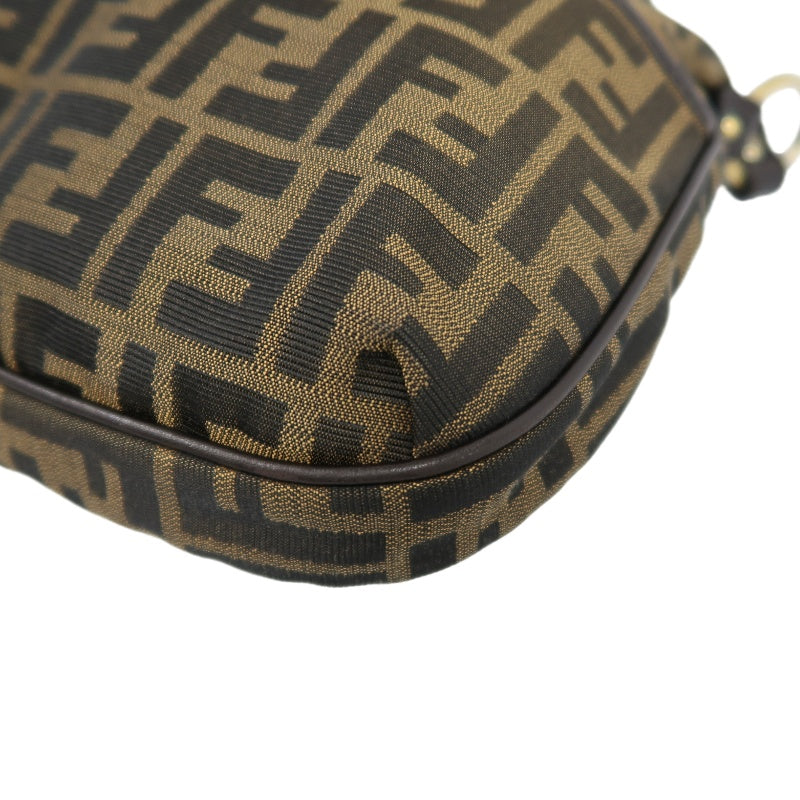 FENDI Zucchia Canvas Shoulder Bag, Brown, Gold Hardware, FENDI Monogram Canvas Crossbody Bag