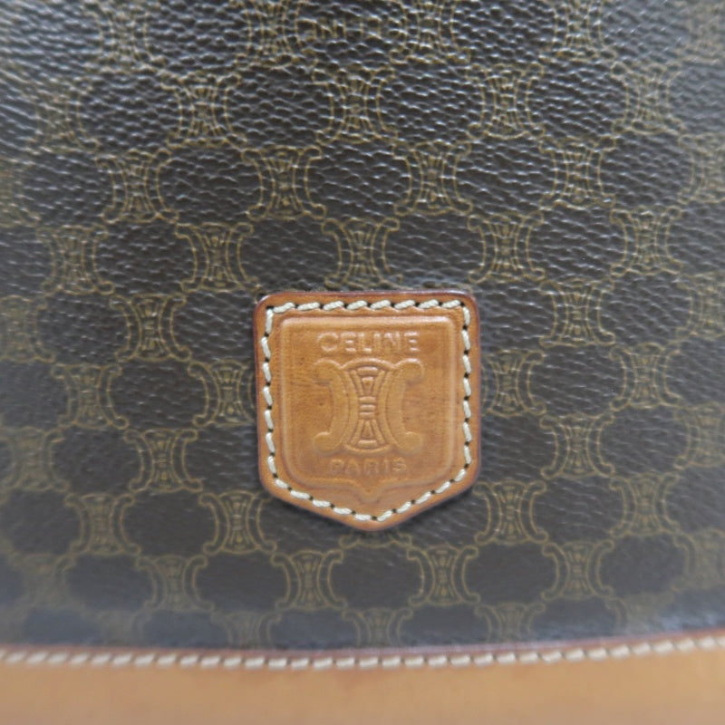 CELINE Macadam Drawstring Shoulder Bag, Brown, Gold Hardware