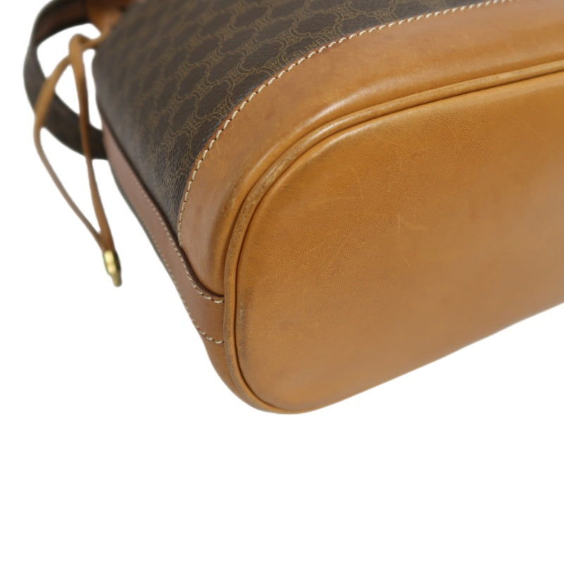 CELINE Macadam Drawstring Shoulder Bag, Brown, Gold Hardware