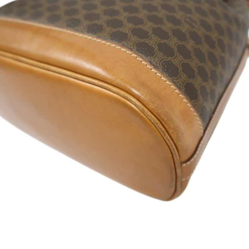 CELINE Macadam Drawstring Shoulder Bag, Brown, Gold Hardware