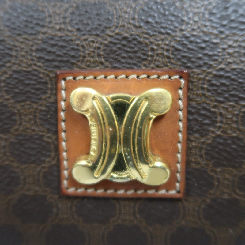 CELINE Macadam Mini Boston Bag, Brown, Gold Hardware, CELINE Monogram PVC Boston Handbag