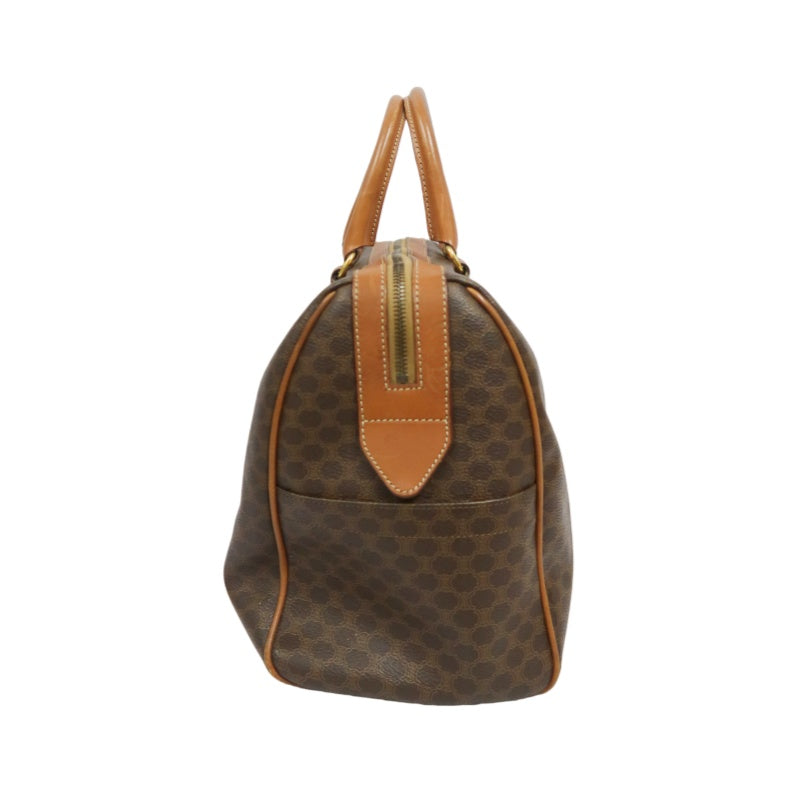 CELINE Macadam Mini Boston Bag, Brown, Gold Hardware, CELINE Monogram PVC Boston Handbag