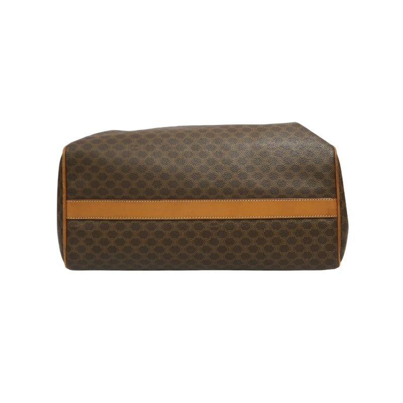 CELINE Macadam Mini Boston Bag, Brown, Gold Hardware, CELINE Monogram PVC Boston Handbag