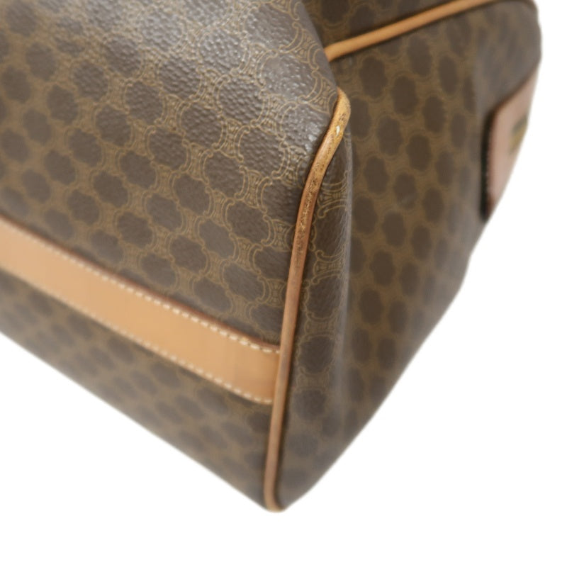 CELINE Macadam Mini Boston Bag, Brown, Gold Hardware, CELINE Monogram PVC Boston Handbag