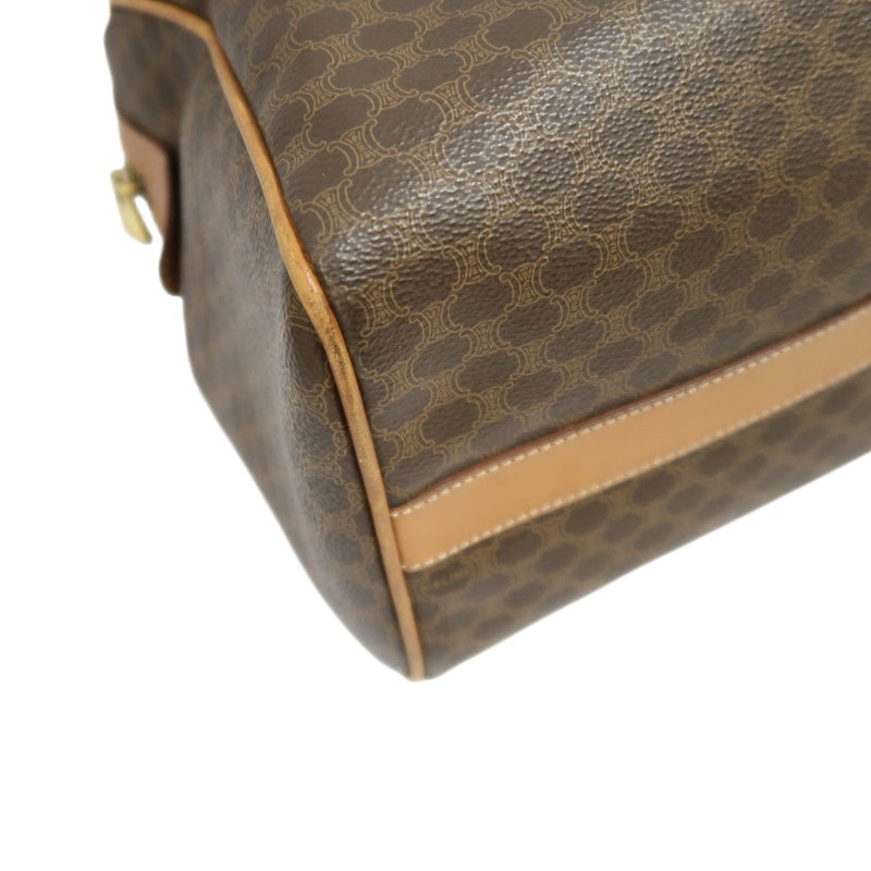 CELINE Macadam Mini Boston Bag, Brown, Gold Hardware, CELINE Monogram PVC Boston Handbag