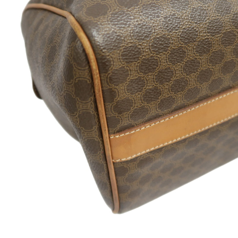 CELINE Macadam Mini Boston Bag, Brown, Gold Hardware, CELINE Monogram PVC Boston Handbag