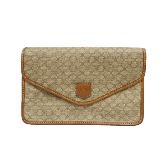 CELINE Macadam Shoulder Bag Beige Gold Hardware CELINE Beige Monogram PVC Messenger Crossbody Bag