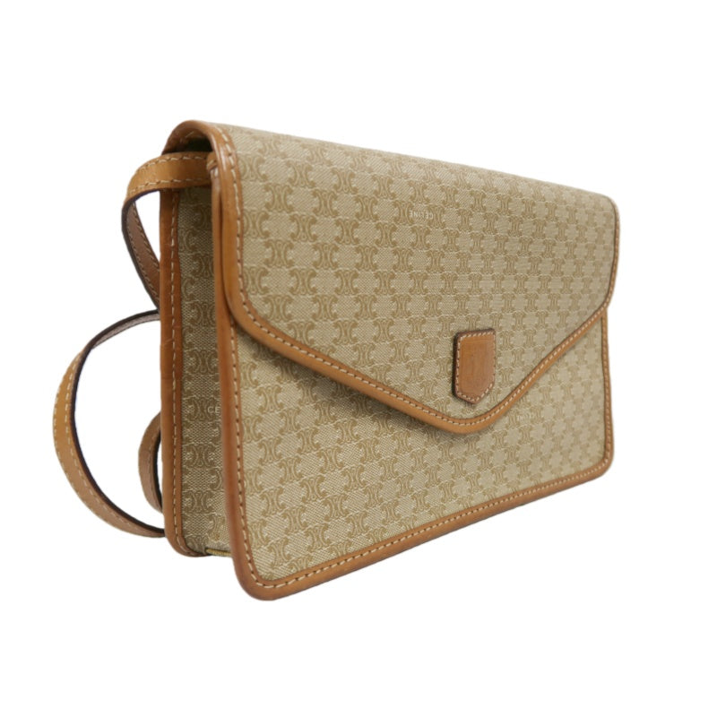 CELINE Macadam Shoulder Bag Beige Gold Hardware CELINE Beige Monogram PVC Messenger Crossbody Bag