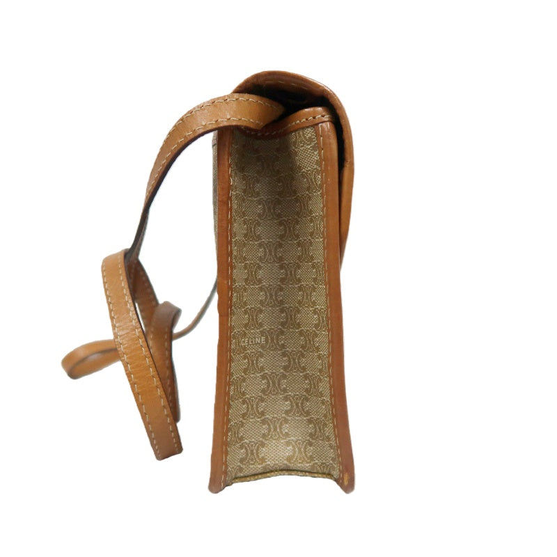 CELINE Macadam Shoulder Bag Beige Gold Hardware CELINE Beige Monogram PVC Messenger Crossbody Bag